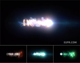 PR模板LOGO 火焰粒子动画爆发爆炸标志展示 PR素材
